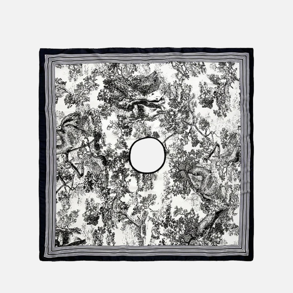 Poncho Léger Femme Zen Noir et Blanc - détail
