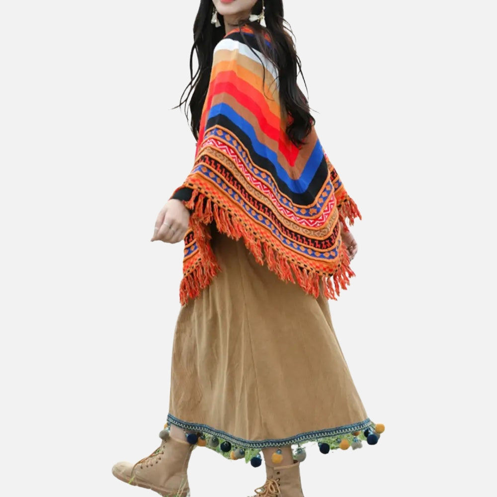 Poncho Péruvien à Franges - zoom