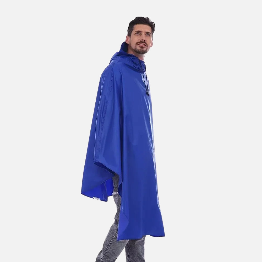 Poncho Vélo Pluie Bleu Homme - porté