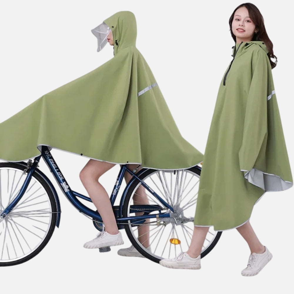 Poncho Vélo Pluie Kaki - dos