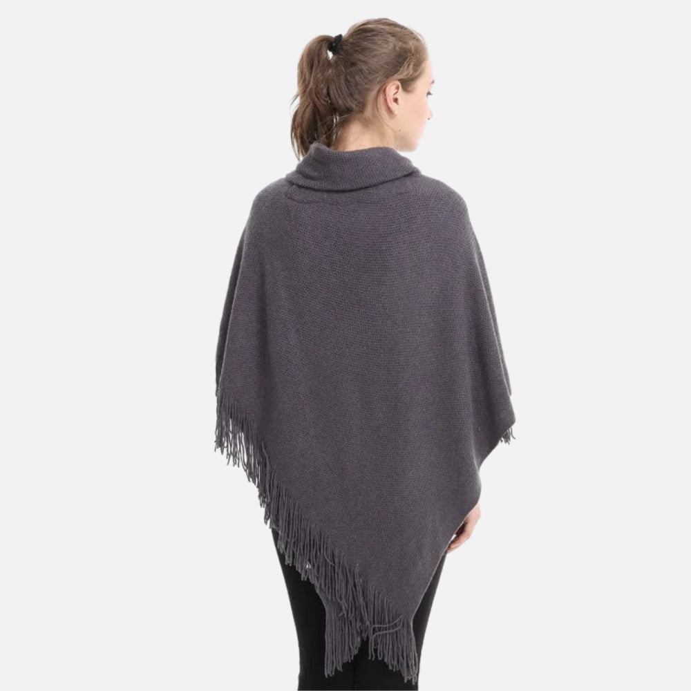 Poncho à Franges - Gris Foncé