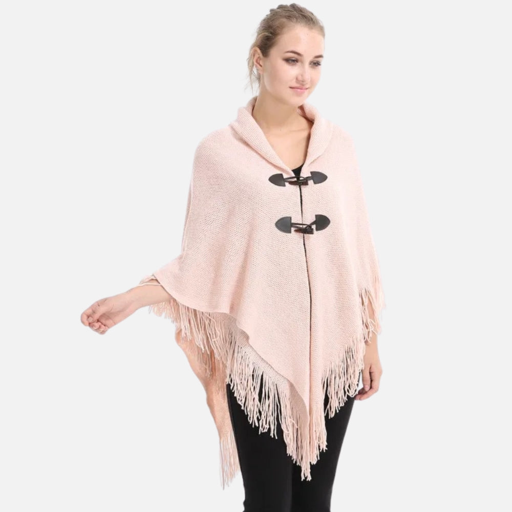 Poncho à Franges - Noir