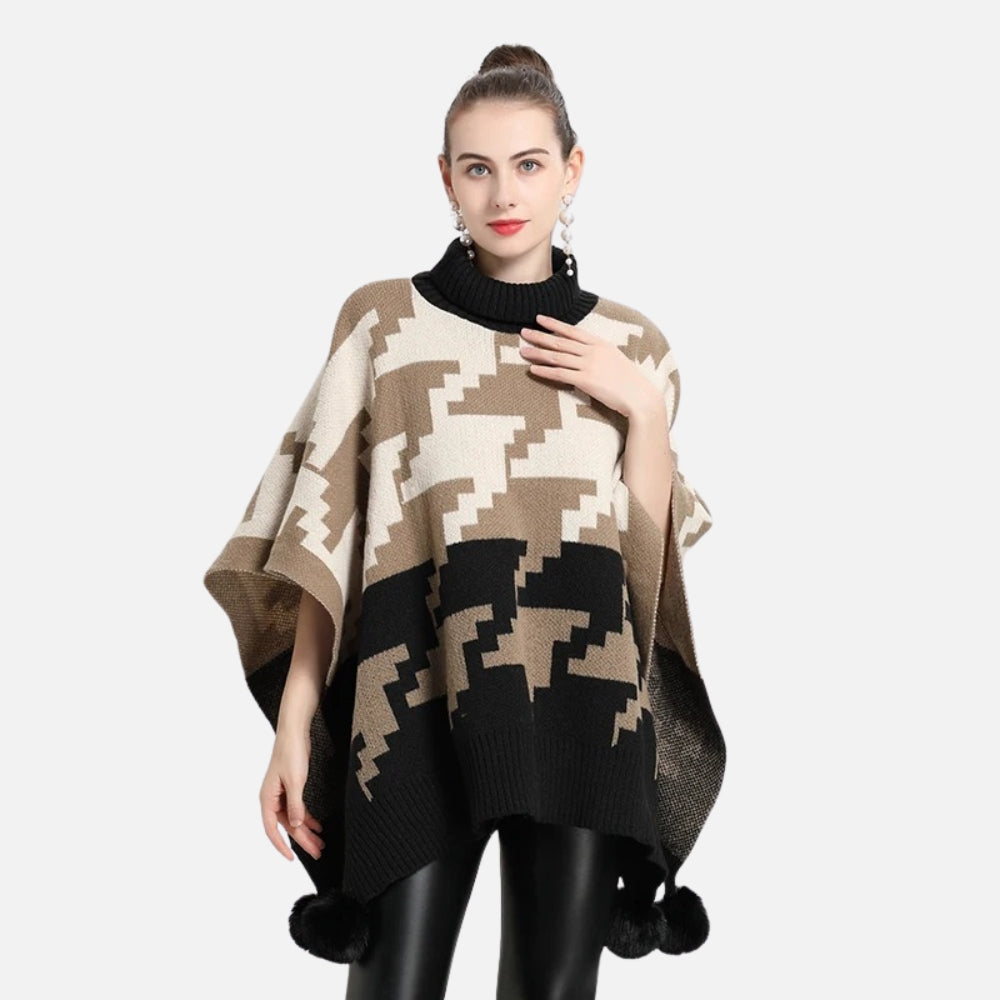 Poncho With Pompoms
