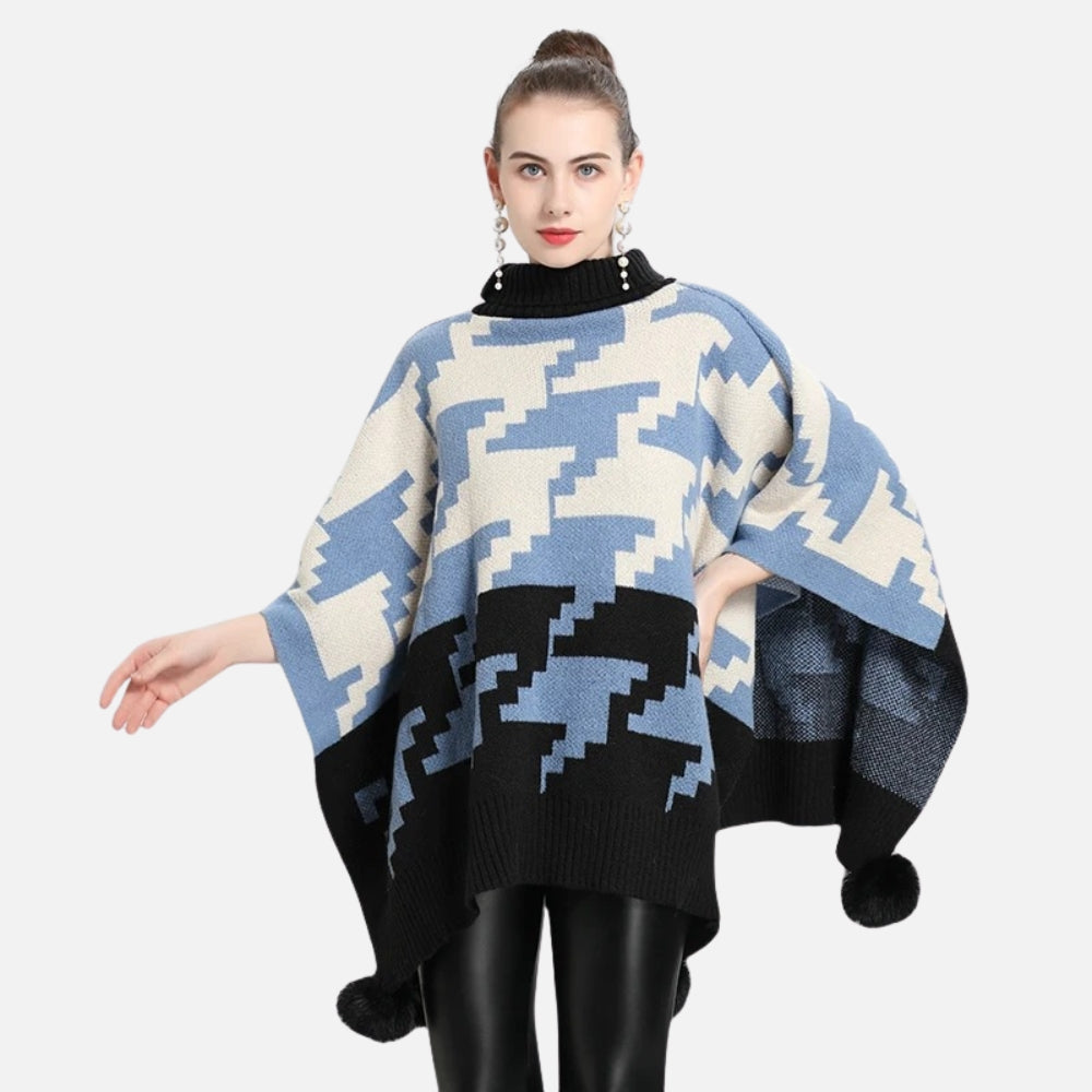 Poncho With Pompoms