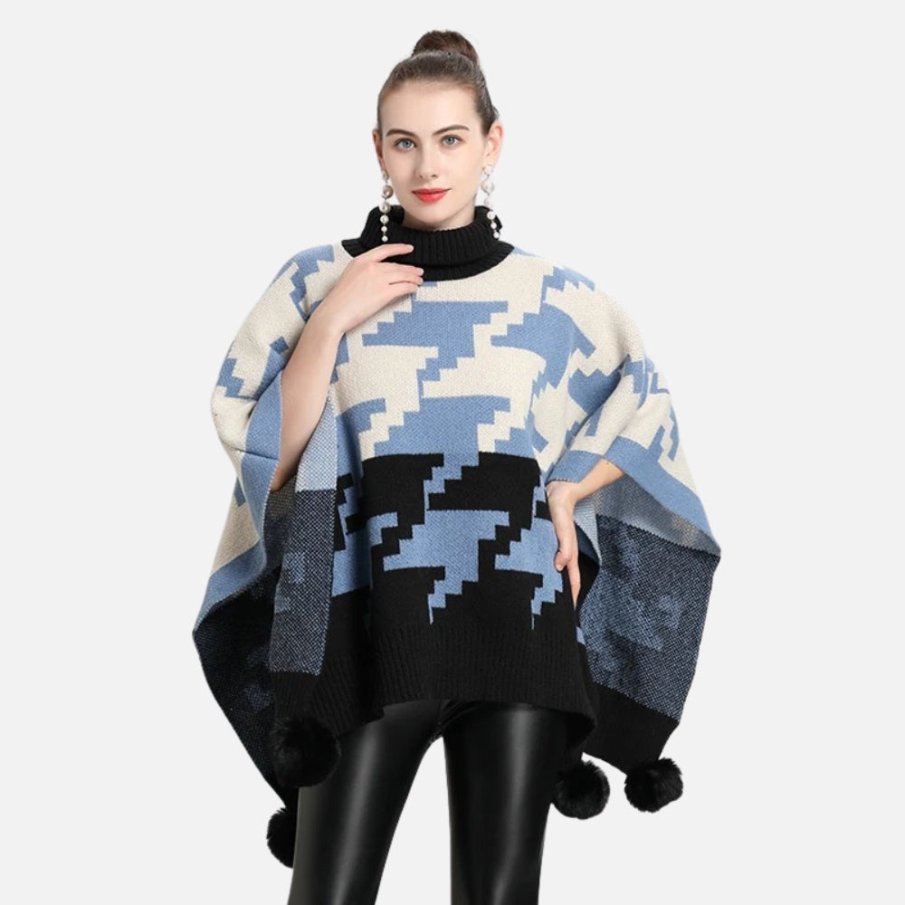 Poncho With Pompoms