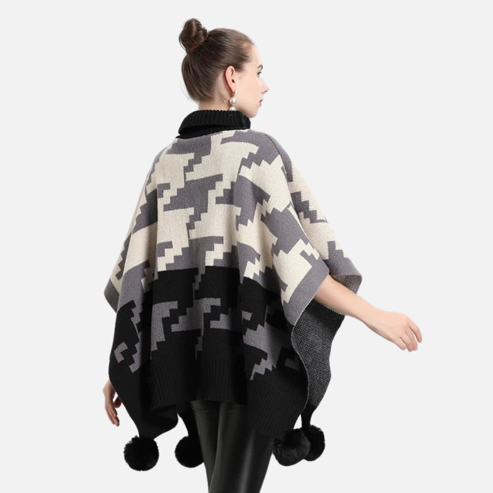 Poncho à Pompon - Camel