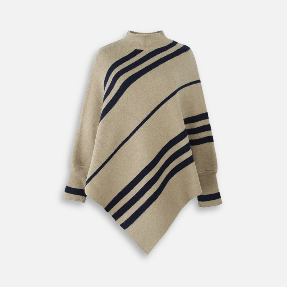 Poncho à Rayures - Beige