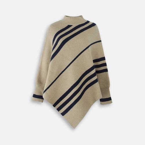Poncho à Rayures - Beige