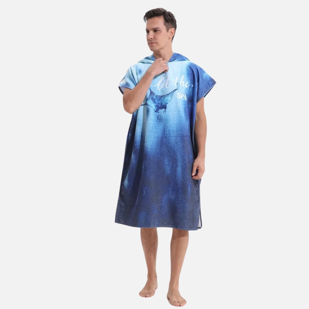 Poncho De Bain Raie Manta Bleu - dos