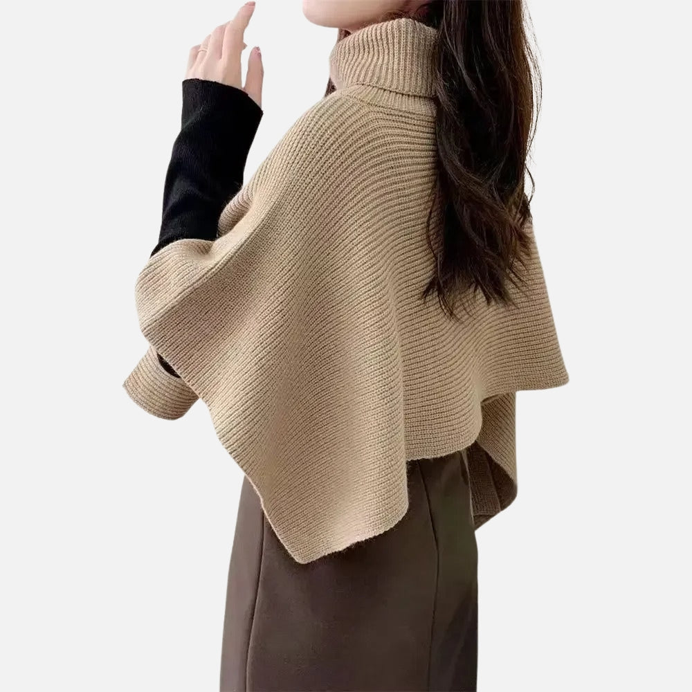 Pull Poncho Court Femme - Gris