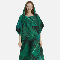 Serviette Poncho Avec Motifs De Feuilles, microfibre ultra-absorbante à séchage rapide