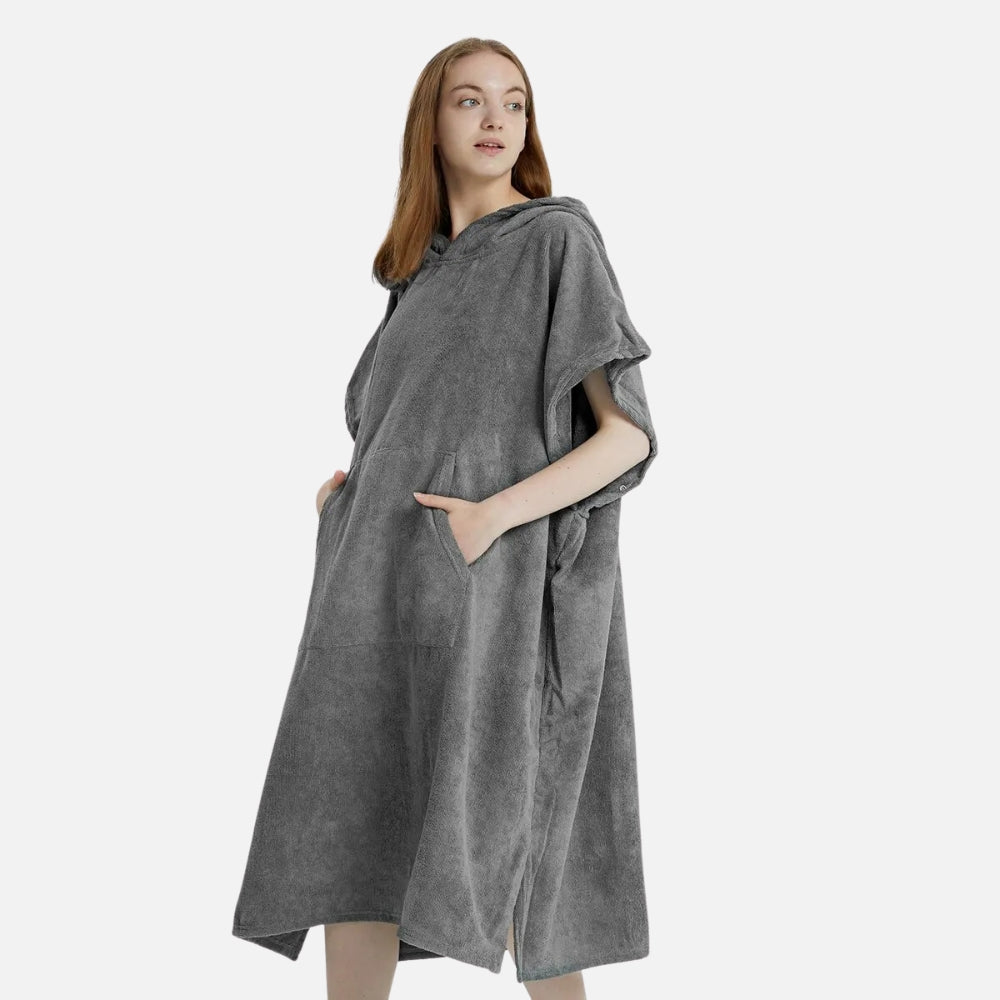 Serviette Poncho Femme Microfibre - Gris Clair