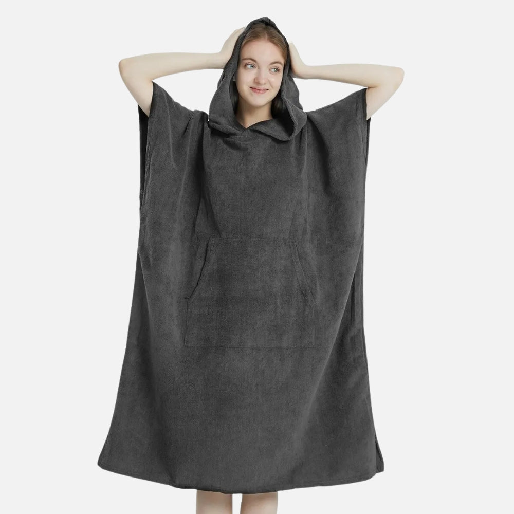 Serviette Poncho Femme Microfibre - Gris Foncé