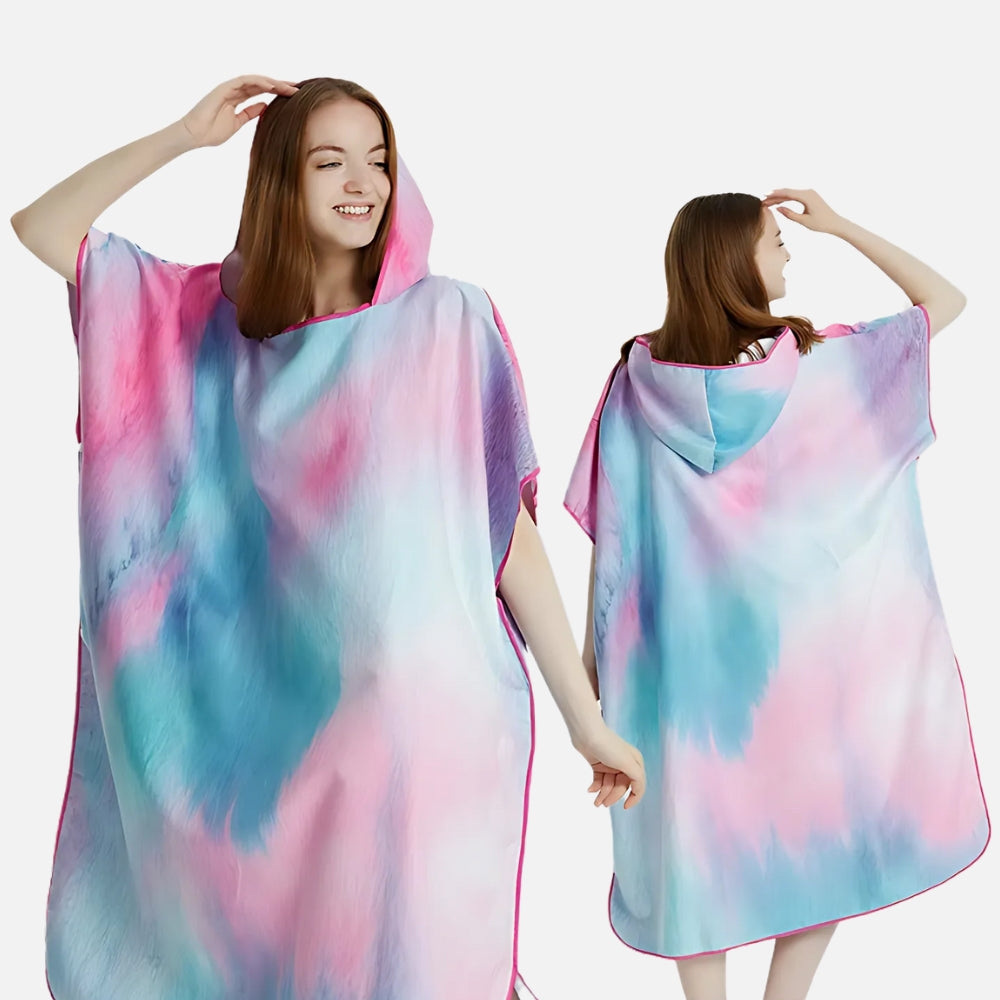 Serviette Poncho Rose et Bleu - dos