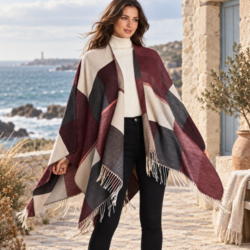 Cape Femme Chic – Bordeaux / Adulte, visuel principal lifestyle