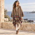 Cape Poncho Avec Capuche – Camel / Adulte, visuel principal lifestyle