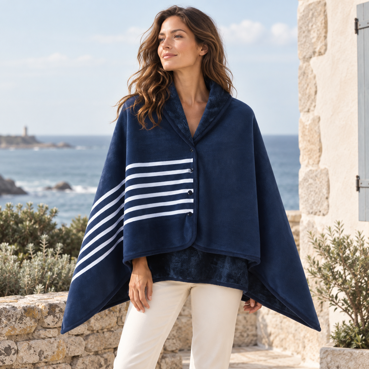 Cape Poncho Bleu Marine – Bleu Marine / Adulte, visuel principal lifestyle