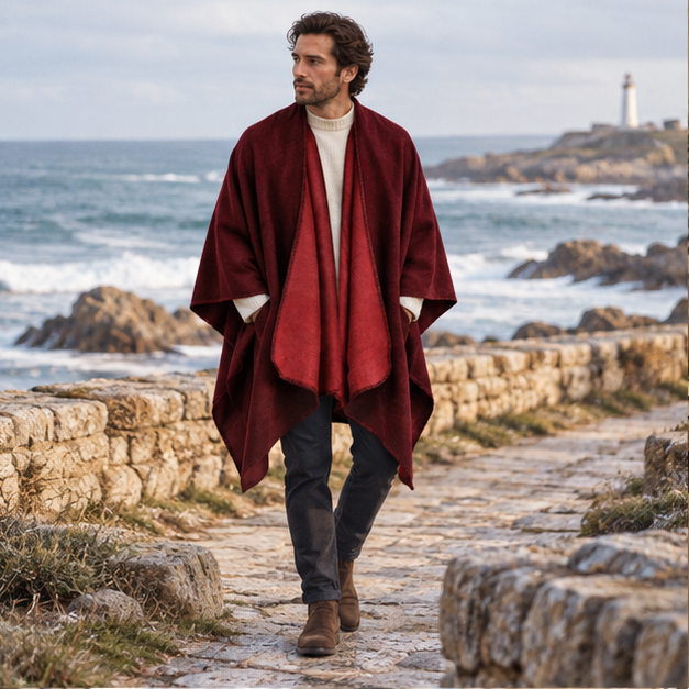 Cape Poncho Bordeaux – Bordeaux / Adulte, en situation sur la côte Atlantique