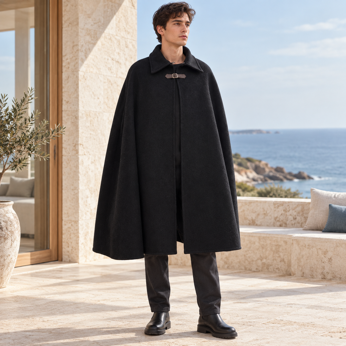 Cape Poncho Homme Noir – Noir / S, Noir / M, Noir / L, Noir / XL, Noir / XXL, Noir / XXXL, Noir / 4XL, Noir / 5XL, visuel…