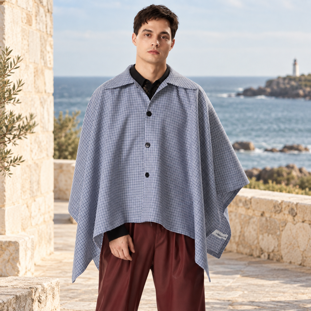 Chemise Poncho – Bleu / Adulte, visuel principal lifestyle