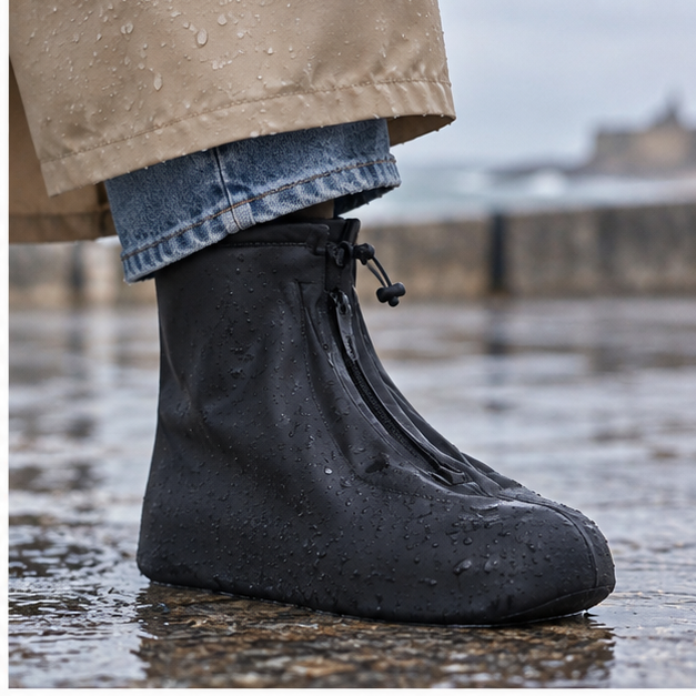 Couvre-chaussures de pluie imperméables et réutilisables – 35-36, 37-38, 39-40, 41-42, 43-44, 45-46, dans un intérieur côt…