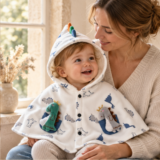 Poncho Bébé Blanc Dinosaure – Blanc / 6-9 Mois, Blanc / 12 Mois, Blanc / 18 Mois, Blanc / 24 Mois, Blanc / 3-4 ans, dans u…