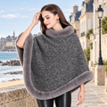 Poncho Bordé de Fourrure – Gris / Adulte, visuel principal lifestyle