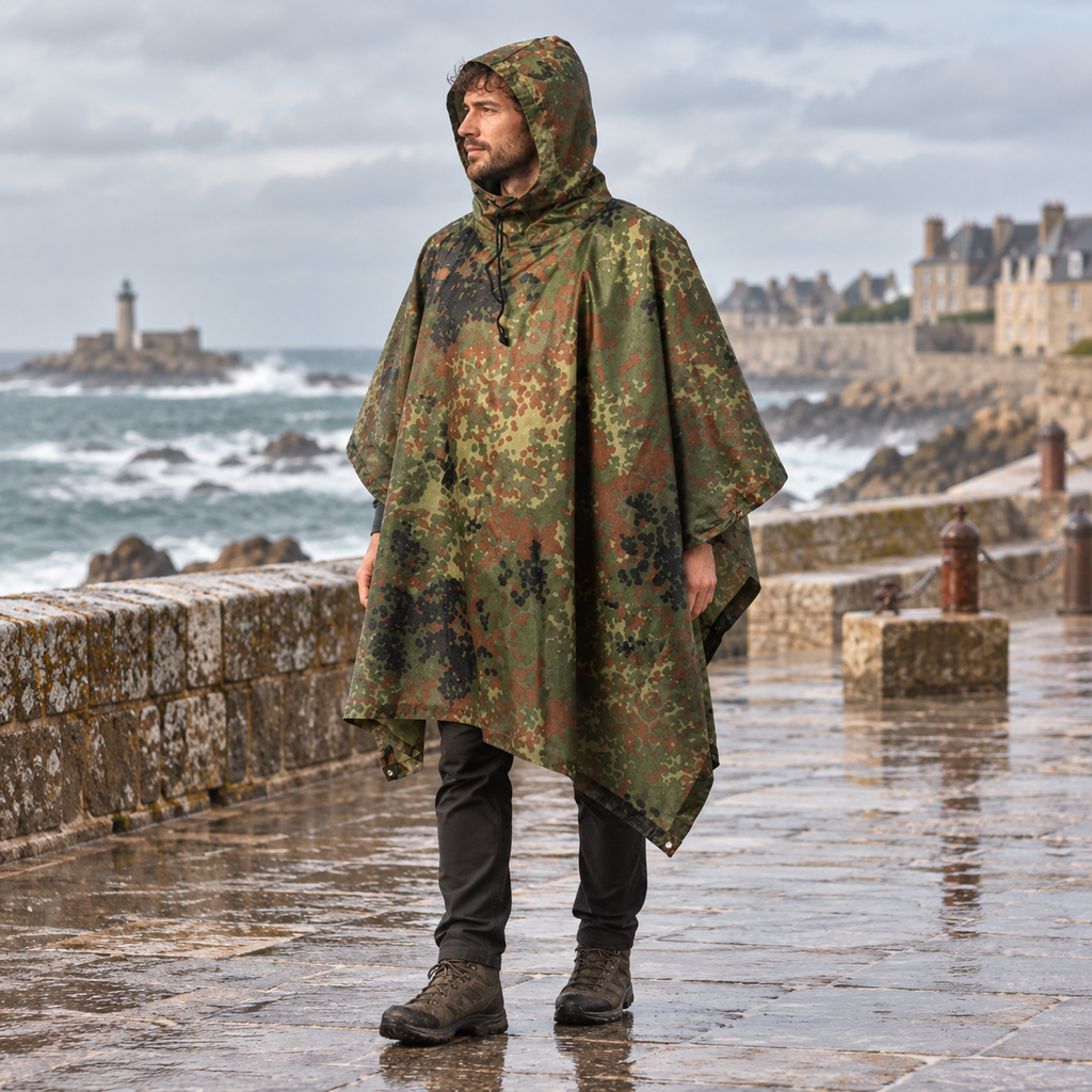 Poncho Camouflage Forêt – Kaki / Adulte, visuel principal lifestyle