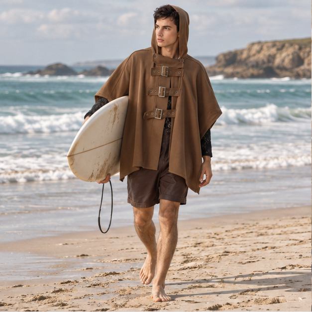 Poncho Ceinture Homme – Marron / S, Marron / M, Marron / L, Marron / XL, Marron / XXL, Marron / XXXL, Marron / 4XL, Marron…