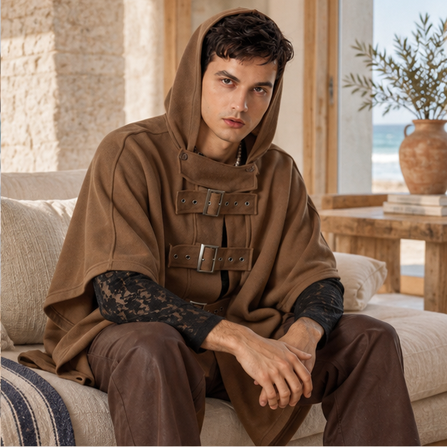 Poncho Ceinture Homme – Marron / S, Marron / M, Marron / L, Marron / XL, Marron / XXL, Marron / XXXL, Marron / 4XL, Marron…