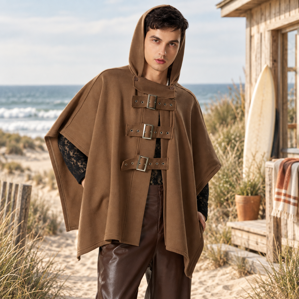 Poncho Ceinture Homme – Marron / S, Marron / M, Marron / L, Marron / XL, Marron / XXL, Marron / XXXL, Marron / 4XL, Marron…