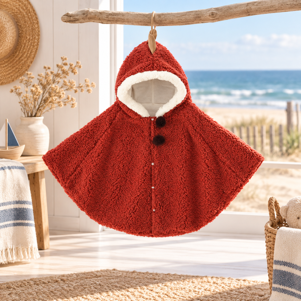 Poncho Chaud Bébé Dinosaure – Rouge / Bébé (1 à 3 Ans), visuel principal lifestyle