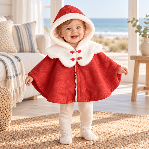 Poncho Chaud Bébé Rouge – Rouge / Bébé (0 à 3 ans), visuel principal lifestyle