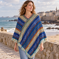 Poncho Chaud Peruvien – Bleu / Adulte, visuel principal lifestyle