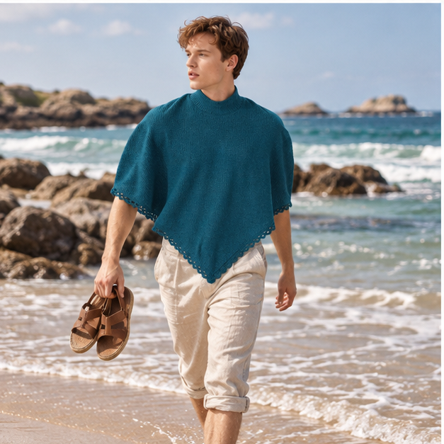 Poncho Court Homme – Turquoise / S, Turquoise / M, Turquoise / L, Turquoise / XL, Turquoise / XXL, Turquoise / XXXL, Turqu…