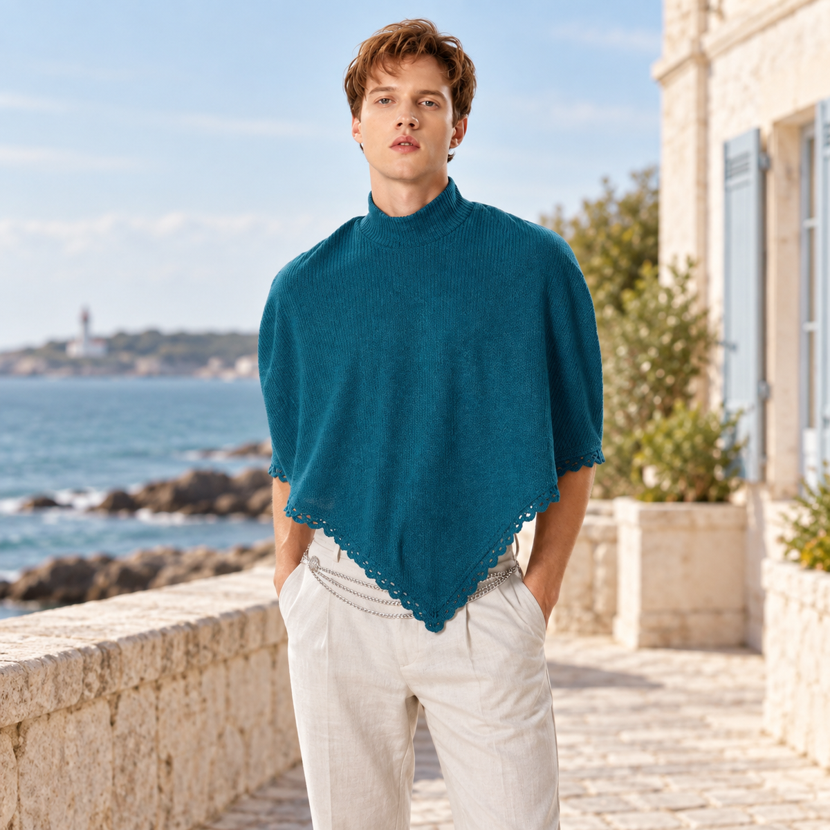 Poncho Court Homme – Turquoise / S, Turquoise / M, Turquoise / L, Turquoise / XL, Turquoise / XXL, Turquoise / XXXL, Turqu…