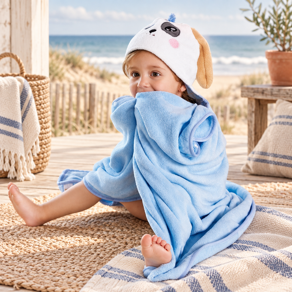 Poncho De Bain Chien Bleu – Bleu / Bébé, visuel principal lifestyle