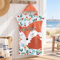 Poncho De Bain Enfant Renard Endormi – Bleu Clair / Enfant, visuel principal lifestyle