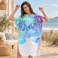 Poncho De Bain Motifs Méditation – Blanc / Adulte, visuel principal lifestyle