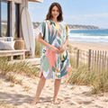Poncho De Bain Plantes et Feuilles – Blanc / Adulte, visuel principal lifestyle