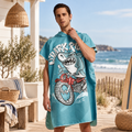Poncho De Bain Requin – Bleu Cyan / Adulte, visuel principal lifestyle