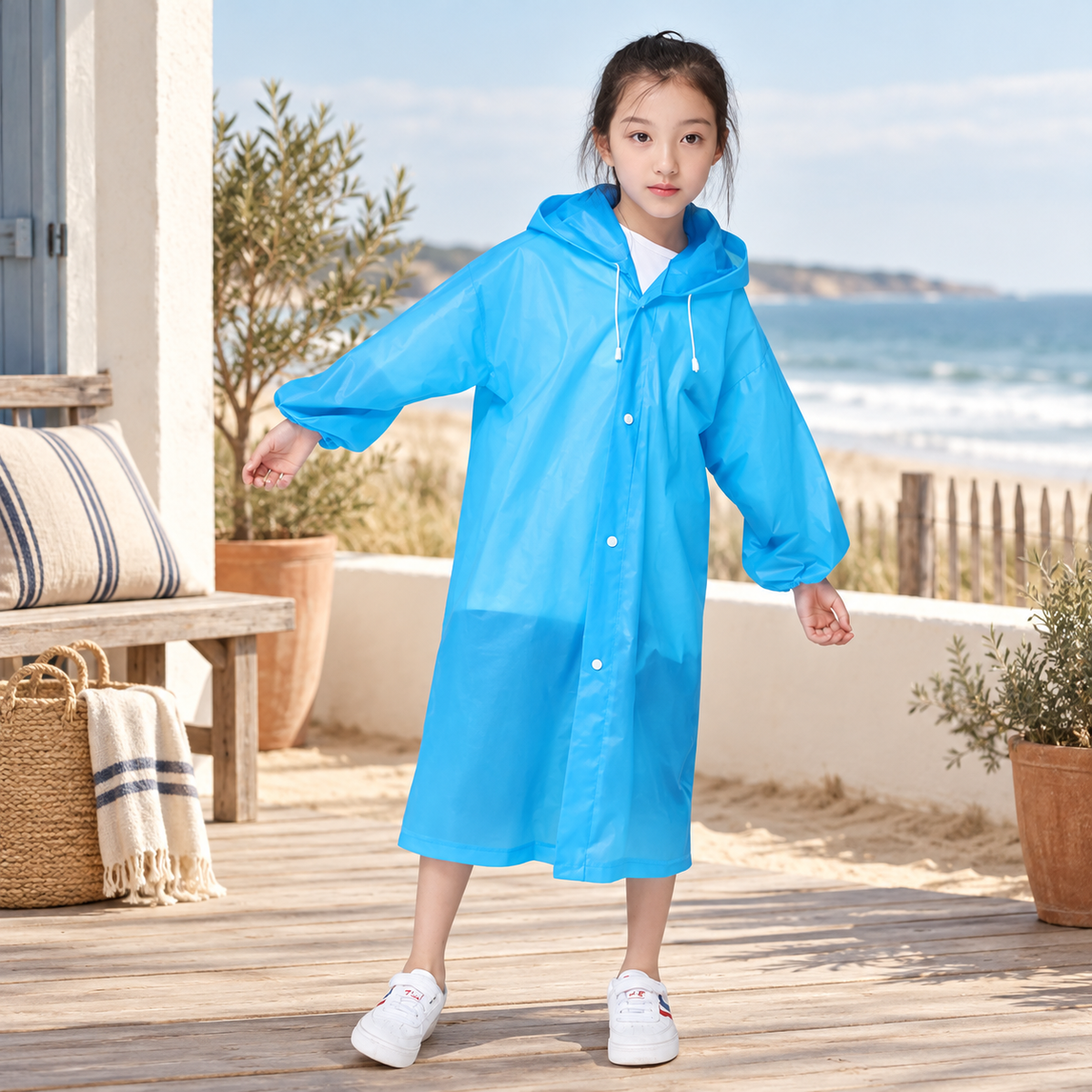 Poncho De Pluie Enfant Bleu – Bleu / Enfant, visuel principal lifestyle