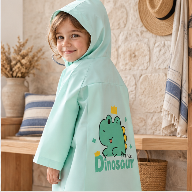 Poncho De Pluie Enfant Prince Dinosaure – Vert / S, Vert / M, Vert / L, Vert / XL, Vert / XXL, dans un intérieur côtier lu…