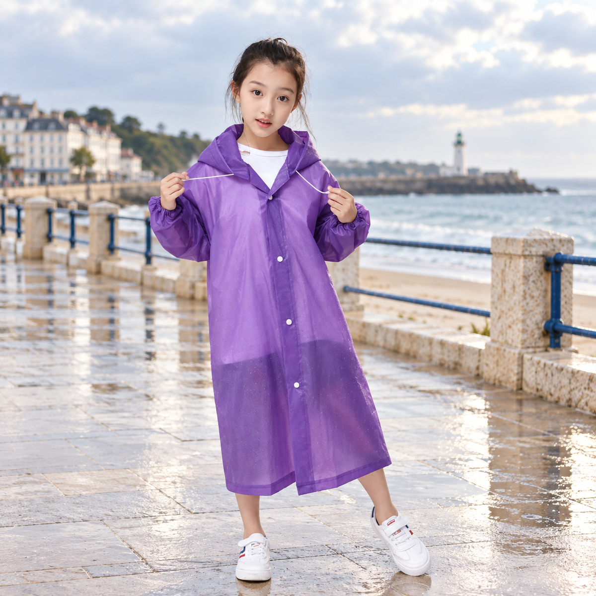 Poncho De Pluie Enfant Violet – Violet / Enfant, visuel principal lifestyle