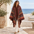 Poncho Femme Style Péruvien – Bordeaux / Adulte, visuel principal lifestyle
