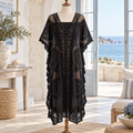 Poncho Fin Femme – Noir / Unique, visuel principal lifestyle