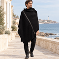 Poncho Homme Zip – Noir / S, Noir / M, Noir / L, Noir / XL, Noir / XXL, Noir / XXXL, Noir / 4XL, Noir / 5XL, visuel princi…