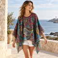 Poncho Léger Femme Multicolore – Rose / Adulte, visuel principal lifestyle