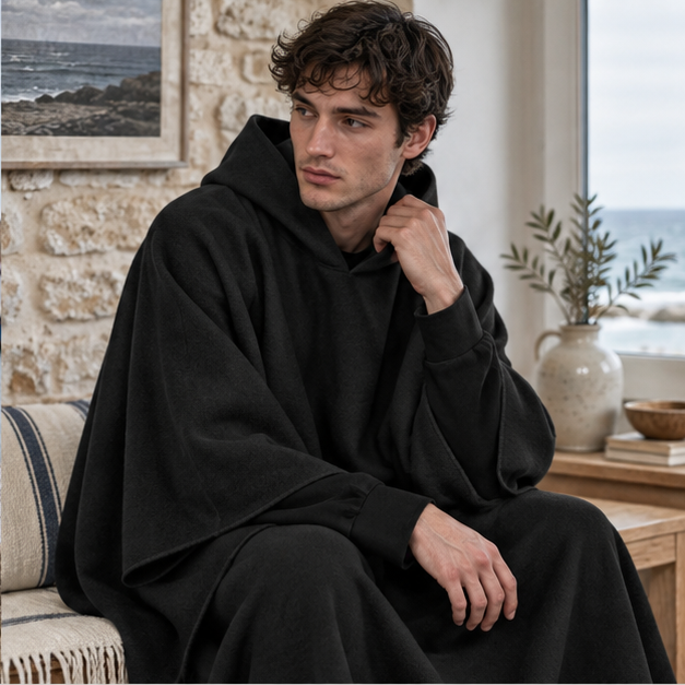 Poncho Long Homme – Noir / S, Noir / M, Noir / L, Noir / XL, Noir / XXL, Noir / XXXL, Noir / 4XL, Noir / 5XL, dans un inté…