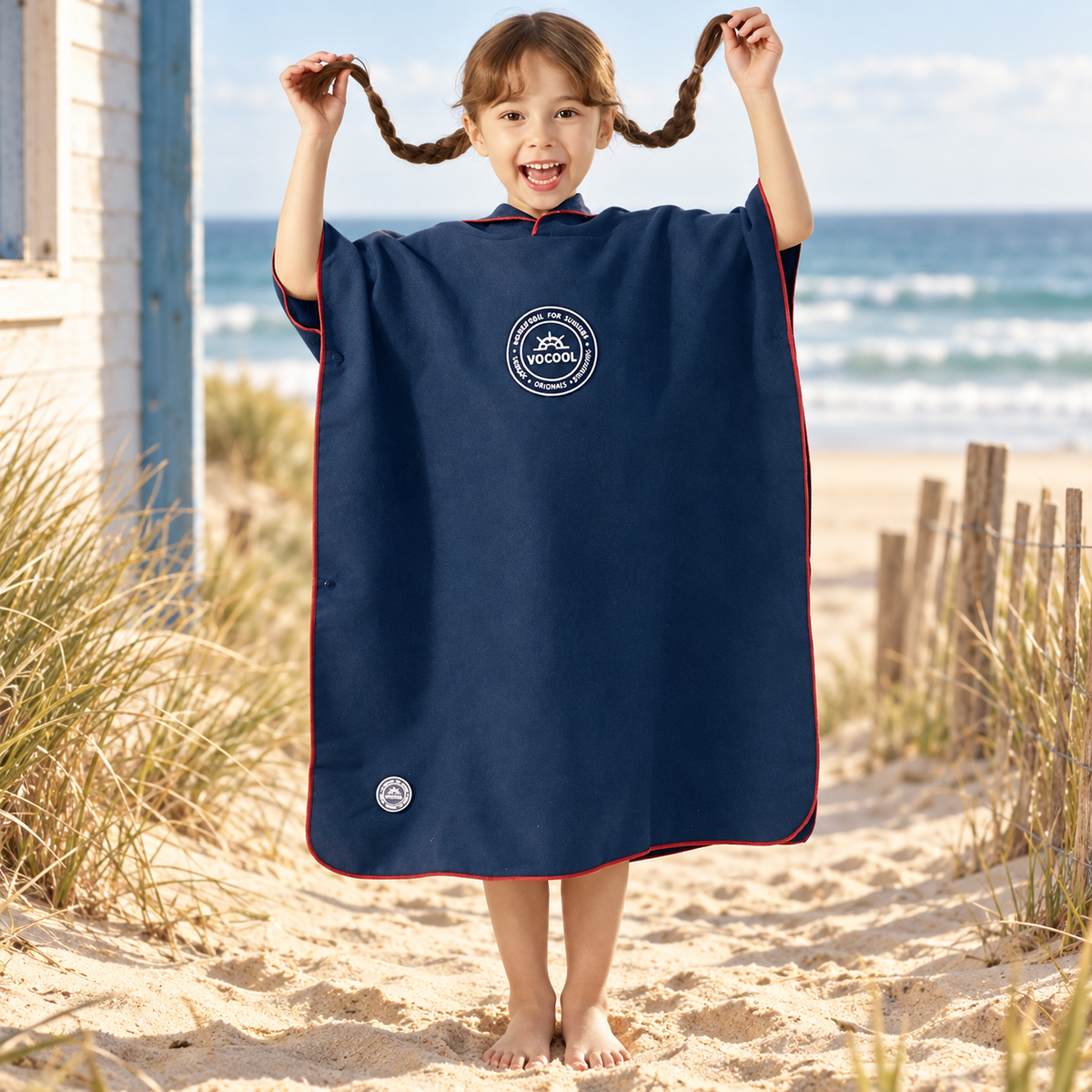 Poncho Microfibre Enfant – Gris Bleuté / M, Gris Bleuté / L, visuel principal lifestyle
